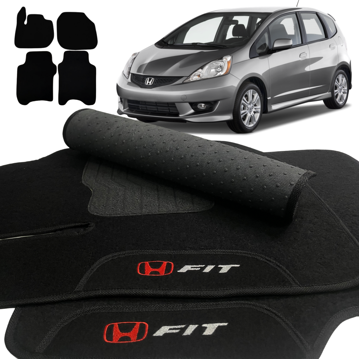 TAPETES CARPETE HONDA FIT 2009 A 2014 PRETO 5 PEÇAS