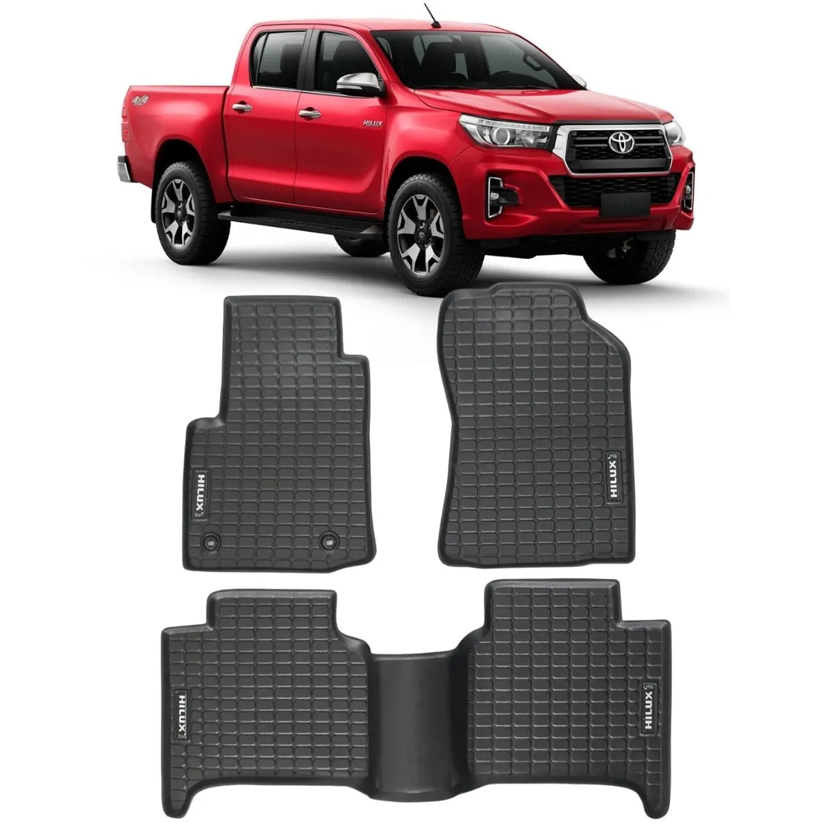 TAPETE TIPO BANDEJA PREMIUM HILUX 2016 A 2024 JOGO COMPLETO