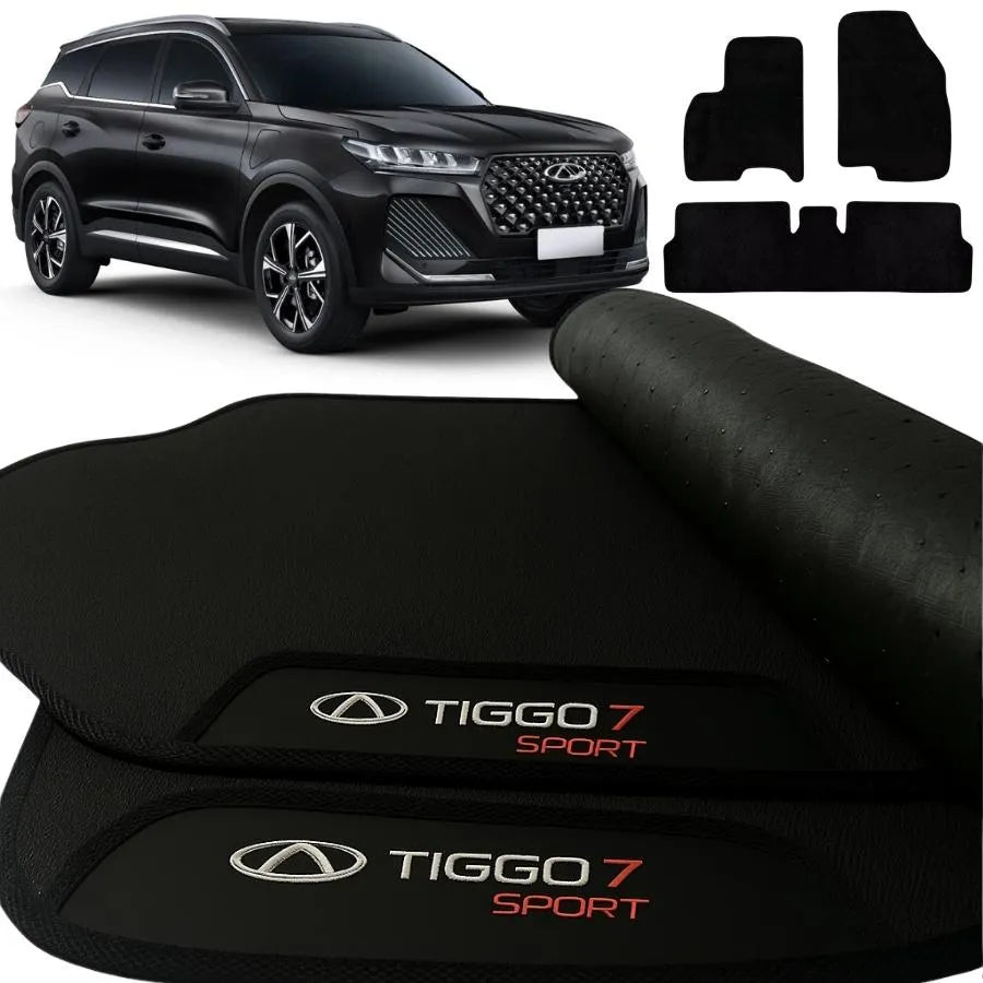 TAPETE BORRACHA PREMIUM TIGGO 7 SPORT 2022 A 2025 BORDADO