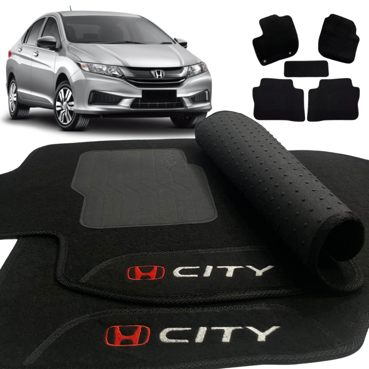 TAPETE CARPETE CITY 2015 A 2021 PRETO 5 PEÇAS