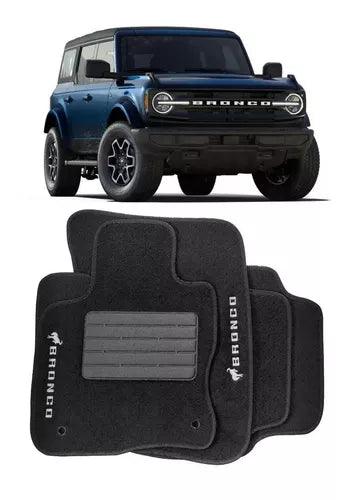TAPETE CARPETE FORD BRONCO 2020 A 2023 PRETO BORDADO 5 PEÇAS