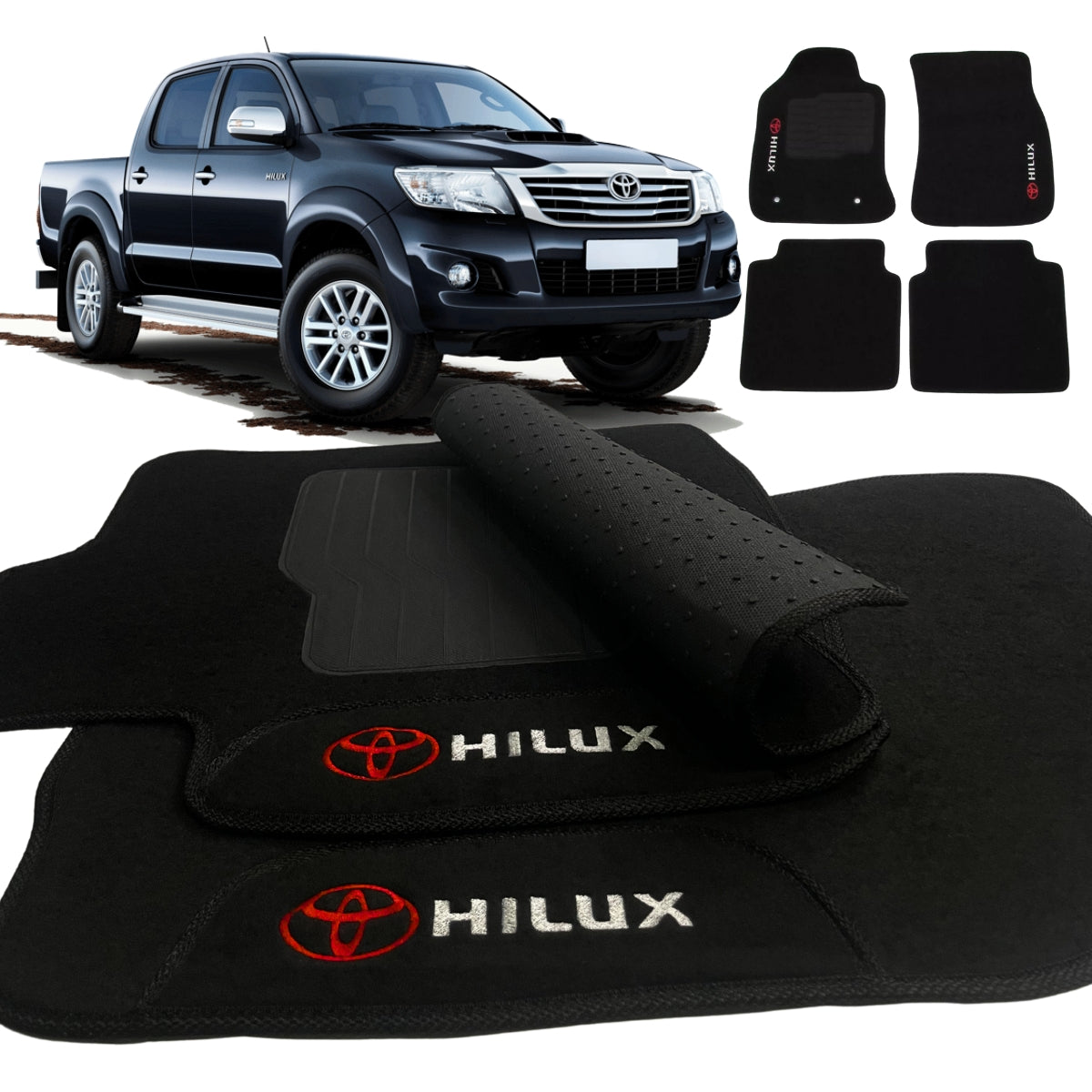 TAPETE CARPETE TOYOTA HILUX 2005 A 2015 PRETO 4 PEÇAS
