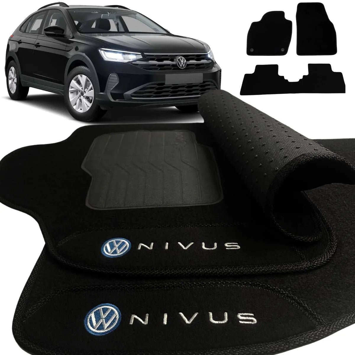 TAPETE CARPETE NIVUS 2020 A 2025 PRETO 3 PEÇAS