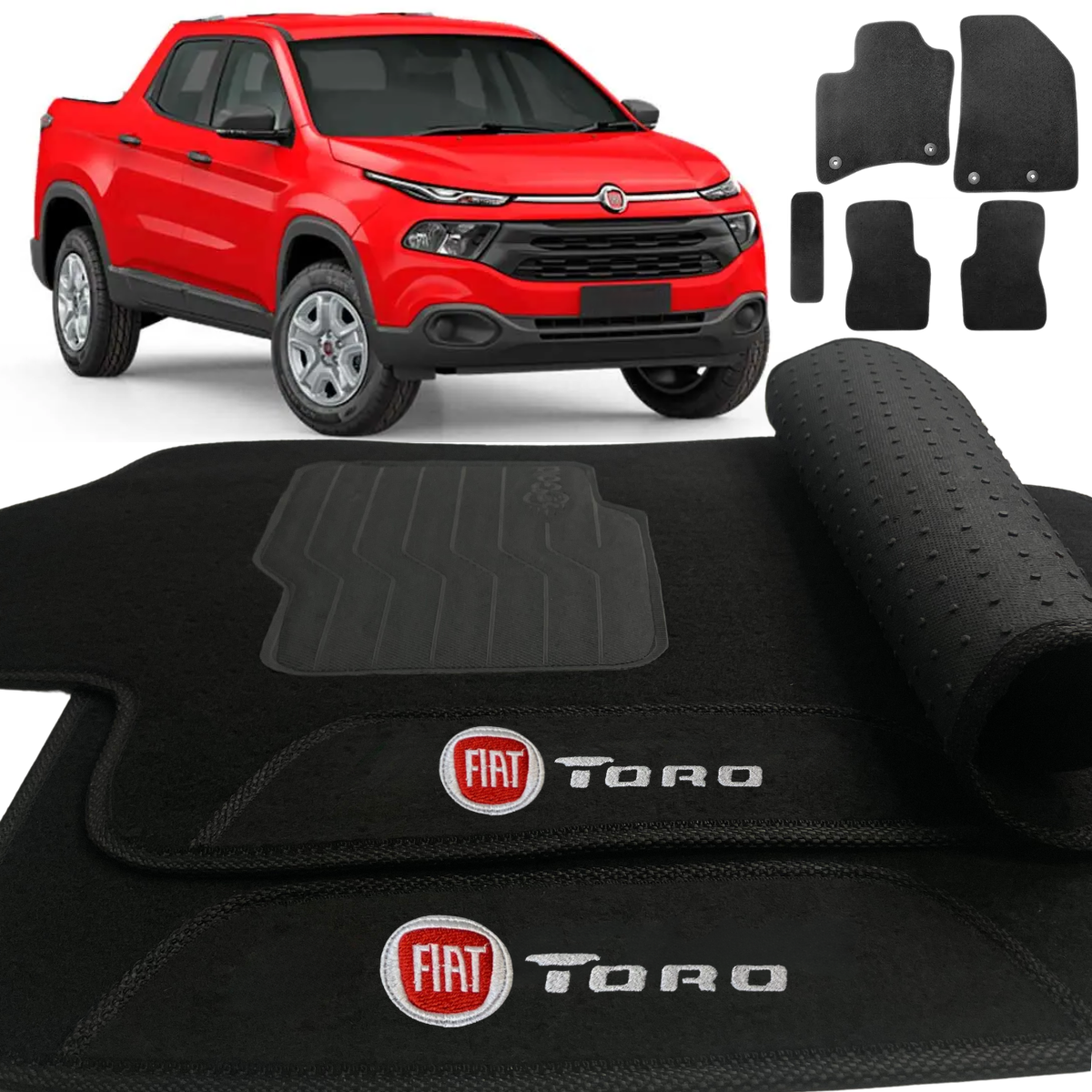 TAPETE CARPETE TORO 2016 A 2023 PRETO 5 PEÇAS