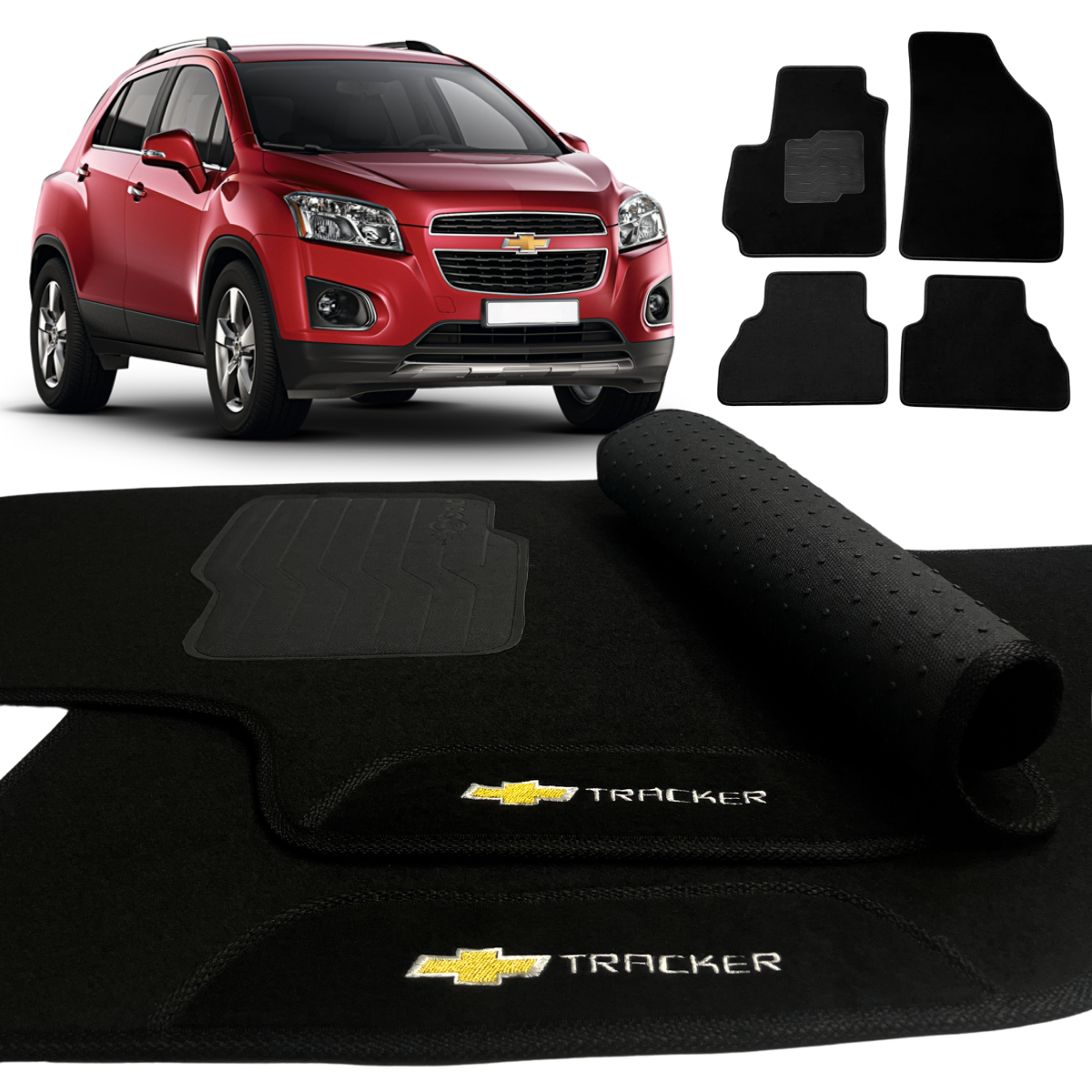 TAPETE CARPETE TRACKER 2014 A 2019 PRETO 4 PEÇAS