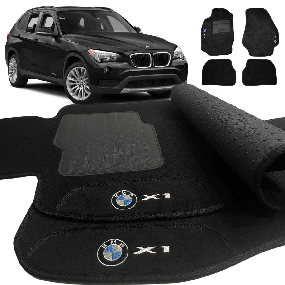 TAPETE CARPETE BMW X1 2010 A 2015 PRETO 4 PEÇAS
